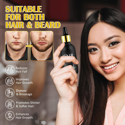 Hair Growth Oil & Derma Roller Kit – 0.25mm Scalp Care Set for At-Home Use